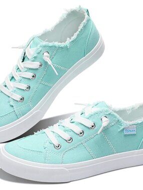 Women's Play Fashion Sneaker White Color Washed and Leopard Canvas Slip on Shoes
